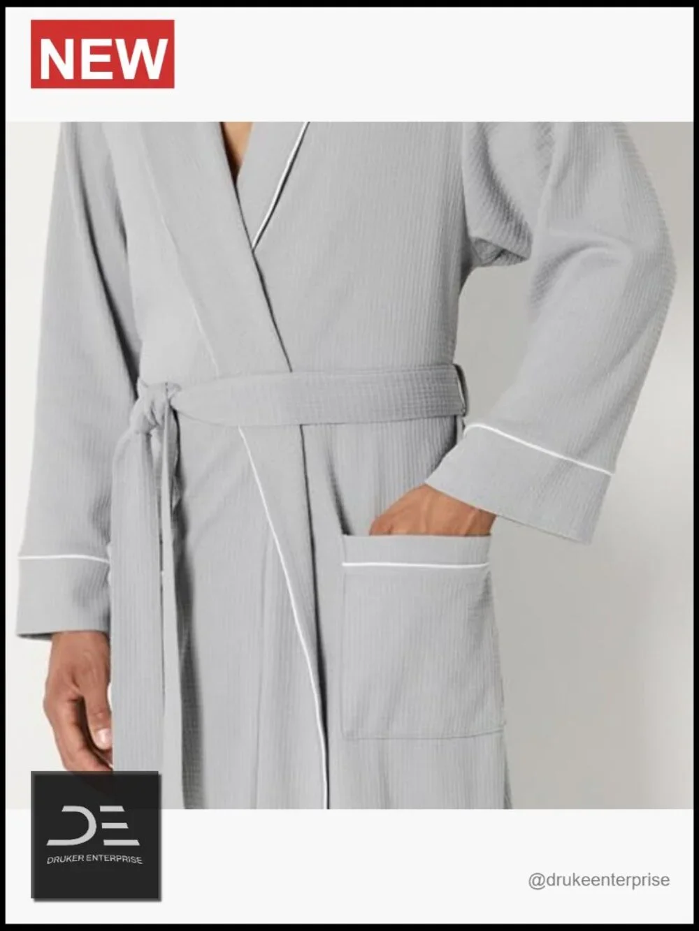 Men's Lightweight Cotton Waffle Bathrobe Big & Tall Relaxed Fit